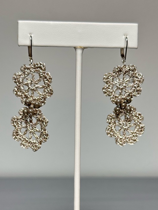 Artisan Jewelry - Handmade Crochet Floral Earrings